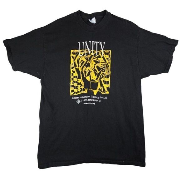 Vintage Unity African American T Shirt Mens Size XL Black 90s Y2K Marrow Donor - Picture 1 of 7